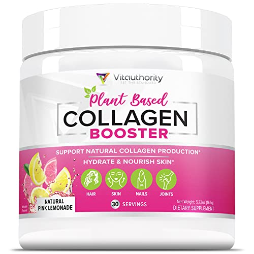 Vitauthority Vegan Collagen Powder for Women - Plant Based Collagen Supplement for Women with Proprietary Vegan Hair Skin and Nails Vitamins - Vegetarian Collagen Powder with Hyaluronic Acid