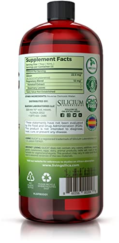 Living Silica Plant Based Collagen Booster | Vegan Collagen Booster | Supports Healthy Collagen and Elastin Production for Joint & Bone Support, Glowing Skin, Strong Hair & Nails | 33.85 Fl Oz