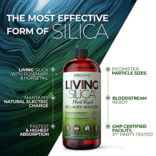 Living Silica Plant Based Collagen Booster | Vegan Collagen Booster | Supports Healthy Collagen and Elastin Production for Joint & Bone Support, Glowing Skin, Strong Hair & Nails | 33.85 Fl Oz
