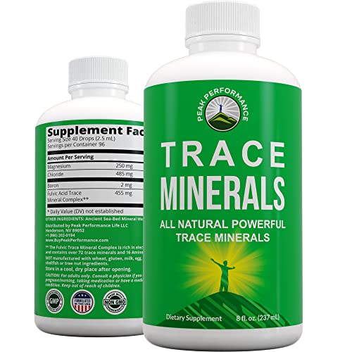 Ultra High Purity Trace Minerals Liquid Drops for Water. Ionic Plant Based Fulvic Trace Mineral Drop Supplement + Magnesium. Replenishes Natural Minerals, Electrolytes + Optimal pH Levels