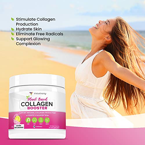 Vitauthority Vegan Collagen Powder for Women - Plant Based Collagen Supplement for Women with Proprietary Vegan Hair Skin and Nails Vitamins - Vegetarian Collagen Powder with Hyaluronic Acid