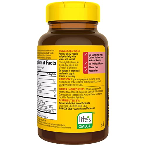 Nature Made Algae 540 mg Omega 3 Supplement, 70 Vegetarian Softgels, A Sustainable, Plant-Based for Healthy Heart, Brain, and Eye Support