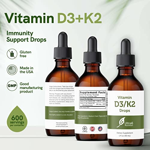 Vitamin D Drops with Vitamin K2 | Vitamins Supplement for Supreme Absorption | Liquid Vitamin D3 Drops Supplements for Women, Men, and Kids