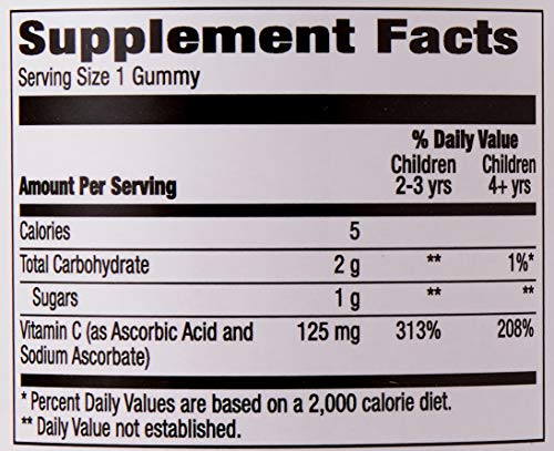 Amazon Brand - Mama Bear Vegan Kids Vitamin C, Orange, 60 Count, Immune Health, 125 mg per Gummy