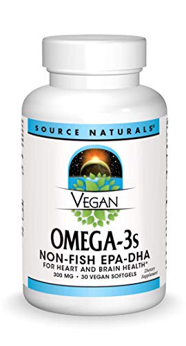 Source Naturals Vegan Omega-3s EPA-DHA 300mg - Pure, Plant Based Supplement Supports Heart, Brain, Eye & Prenatal Health - Organic Algae Immune Boost