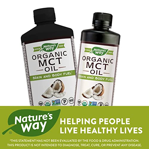 Nature's Way MCT Oil, Brain and Body Fuel from Coconuts*; Keto and Paleo Certified, Organic, Gluten Free, Non-GMO Project Verified, 16 Fl. Oz.