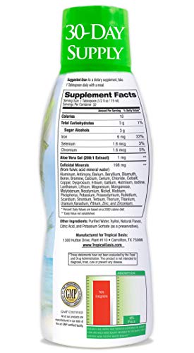 Tropical Oasis - Premium Ionized Plant Based Trace Minerals Liquid Formula- 74 essential minerals in liquid form for up to 96% Absorption - 16 oz, 32 servings