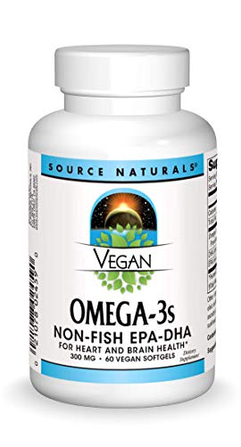 Source Naturals Vegan Omega-3s, Non-Fish EPA-DHA, for Heart and Brain Health Support* 300 MG - 60 Vegan Softfgels
