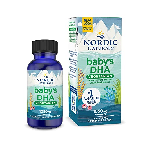 Nordic Naturals Baby’s DHA Vegetarian, Unflavored - 1050 mg Plant-Based Omega-3-1 oz - Supports Brain & Vision Development in Babies - Non-GMO, Vegan - 15 Servings