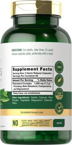 Carlyle Plant Sterols 1200 mg | 240 Ultra Potent Capsules | Non-GMO and Gluten Free Supplement | with Beta Sitosterol