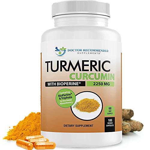 Turmeric Curcumin - 2250mg/d - Veggie Caps - 95% Curcuminoids with Black Pepper Extract (Bioperine) - 750mg Capsules - 100% Organic - Most Powerful Turmeric Supplement with Triphala