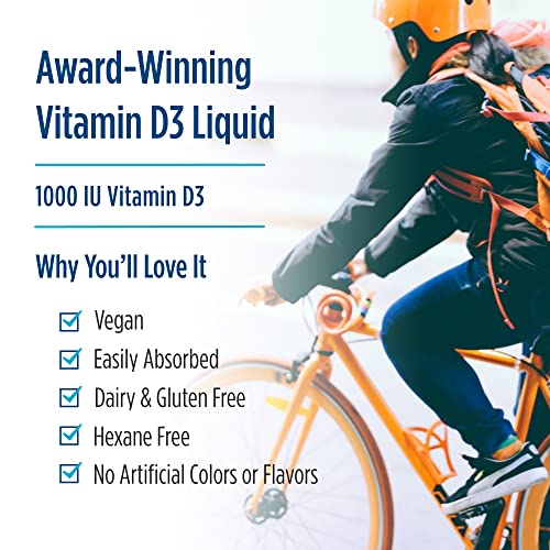 Nordic Naturals Plant-Based Vitamin D3 Liquid - 1 oz - 1000 IU Vitamin D3 - Healthy Bones, Mood & Immune System Function - Non-GMO, Vegan - 60 Servings