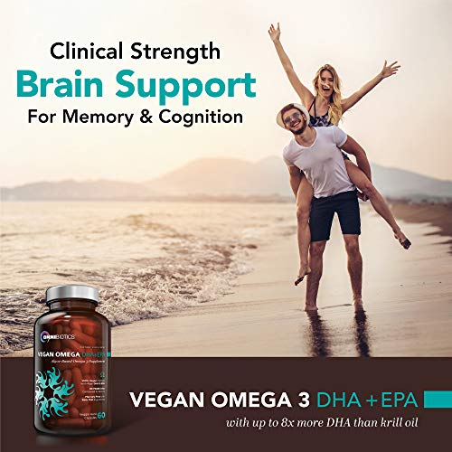 Vegan Omega DHA+EPA | MD-Certified Prenatal DHA with EPA | 8X More DHA Than Krill Oil! Fish-Free Omega Essential Fatty Acids - Algal Omega-3, Omega-6, DHA, EPA