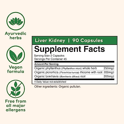 ORGANIC INDIA Liver Kidney Herbal Supplement - Detoxify & Rejuvenate, Supports Healthy Liver & Kidney Function, Vegan, Gluten-Free, Kosher, USDA Certified Organic, Non-GMO