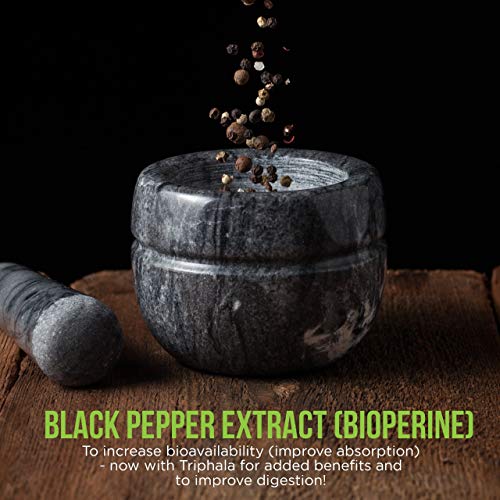Turmeric Curcumin - 2250mg/d - 90 Veggie Capsules - 95% Curcuminoids with Black Pepper Extract (Bioperine) - 100% Organic - Most Powerful Turmeric Supplement with Triphala