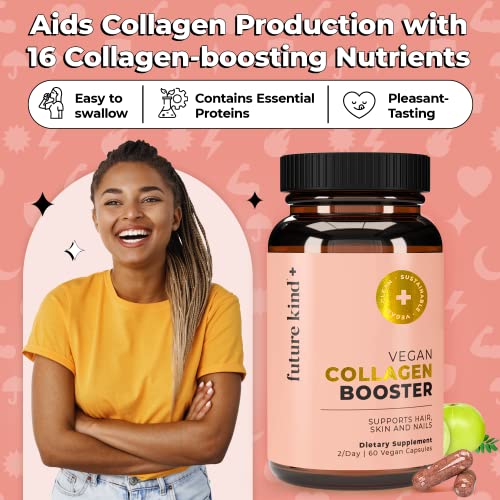 Future Kind Vegan Collagen (60 Vegan Capsules in Glass Bottle) Aids in Collagen Production - Collagen Pills for Women & Men with Biotin and Vitamin C - Collagen Pills for Women Hair Skin Nails