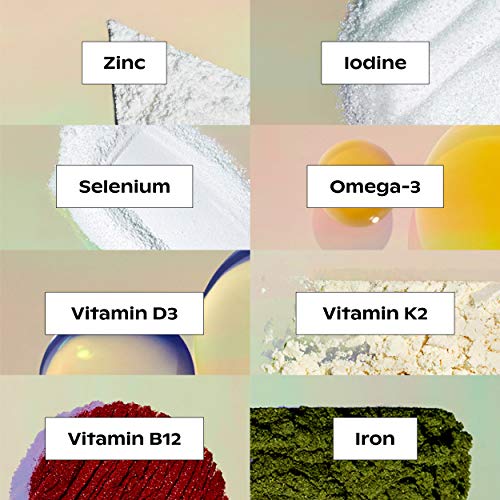 wholier Plant Based Multivitamin Omega-3 DHA EPA, Vitamin D, Vitamin B12, Zinc, Vitamin K2, Iron, Iodine, Selenium. 60 Count (30-Day Supply) Glass Bottle