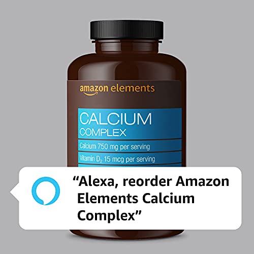 Amazon Elements Calcium Complex with Vitamin D, 250 mg Calcium (3 per Serving), Vegan, 195 Capsules (Packaging may vary), Supports Strong Bones and Immune Health