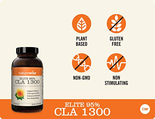 NatureWise Elite CLA 1300 Maximum Potency, 95% CLA Safflower Oil Workout Supplement, Support Muscle Function & Fitness goals (2 Month Supply - 180 Count)