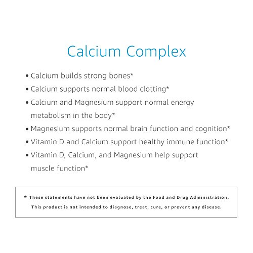 Amazon Elements Calcium Complex with Vitamin D, 250 mg Calcium (3 per Serving), Vegan, 195 Capsules (Packaging may vary), Supports Strong Bones and Immune Health