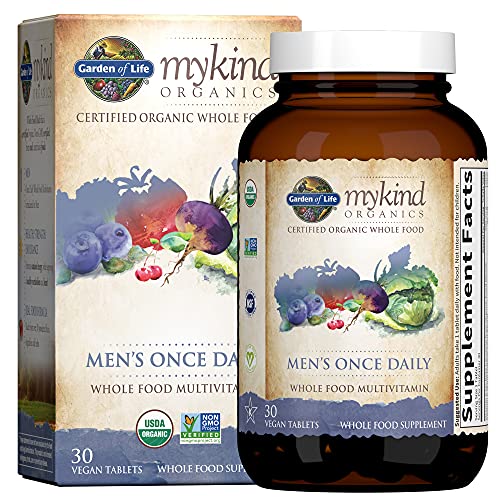 Garden of Life Multivitamin for Men - mykind Organic Men's Once Daily Whole Food Vitamin Supplement Tablets, Vegan, 30 Count