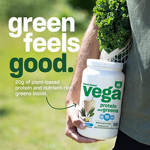 Vega Protein and Greens Vegan Protein Powder Coconut Almond (17 Servings) 20g Plant Based Protein Plus Veggies, Vegan, Non GMO, Pea Protein for Women and Men, 1.1lb (Packaging May Vary)