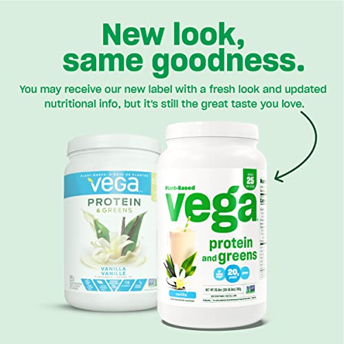 Vega Protein and Greens Vegan Protein Powder Chocolate (16 Servings) - 20g Plant Based Protein Plus Veggies, Vegan, Non GMO, Pea Protein for Women and Men, 1.2lb (Packaging May Vary)