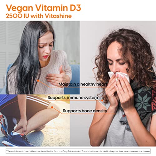 Doctor's Best Vitamin D3 2500IU with Vitashine D3, Non-GMO, Vegan, Gluten & Soy Free, Regulates Immune Function, Supports Healthy Bones, 60 Count