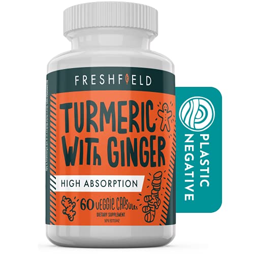 Freshfield Turmeric and Ginger w/Bioperine®: Vegan Friendly Curcumin Supplement Pills, 600mg of Bioactive Compounds, High Absorption, 95% Curcuminoids (Turmeric & Ginger)