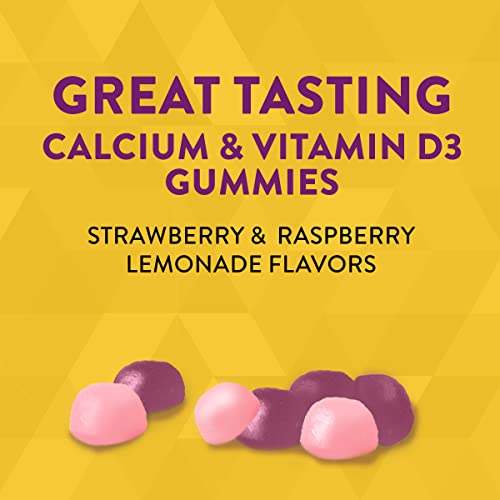Nature's Way Alive! Premium Calcium + D3 Gummies, Supports Healthy Bones & Muscles*, Strawberry and Raspberry Lemonade Flavored, 60 Gummies