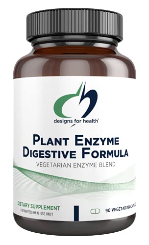 Designs for Health Plant Enzyme Digestive Formula - Vegetarian Digestive Enzymes Supplement - Gut Support with Hemicellulase, Protease + More - May Support Occasional Gas + Bloating (90 Capsules)