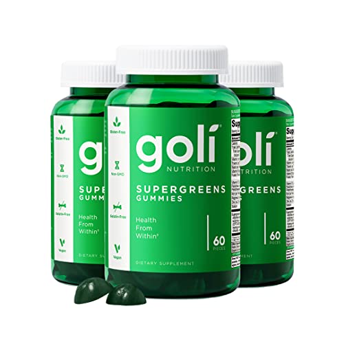 Goli SuperGreen Gummy Vitamin - 180 Count - Essential Vitamins and Minerals - Plant-Based, Vegan, Gluten-Free & Gelatin Free - Health from Within