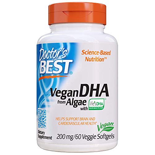 Doctor's Best Vegetarian DHA from Algae, Non-GMO, Vegan, Gluten Free, 200 mg, 60 Count