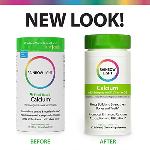 Rainbow Light - Food-Based Calcium - Supports Bone Density, Muscle Relaxation, & Calcium Absorption - 180 Tablets