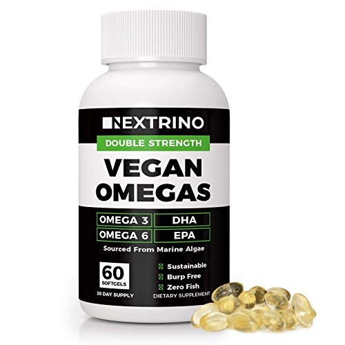 Vegan Omega 3 Supplement (60 Softgels), Algal Oil with DHA EPA, Organic Omega3 6 Fatty Acids from Algae, Plant Based Vegetarian Alternative to Fish Oil, Supports Heart Brain Health