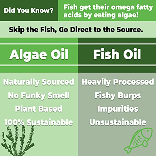 Vegan Omega 3 Supplement (60 Softgels), Algal Oil with DHA EPA, Organic Omega3 6 Fatty Acids from Algae, Plant Based Vegetarian Alternative to Fish Oil, Supports Heart Brain Health