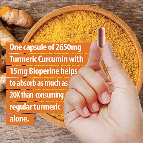One Vegan Turmeric Curcumin with Black Pepper/Tumeric Curcumin Supplements (Turmeric Capsules) as 20X Max Absorption Joint Support Supplement of 2665mg Curcumin for Joint Health (2-Mons)