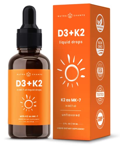 Vitamin D3 K2 Drops | Liquid Vitamin D3 5000 IU & K2 D3 with MK7 | Vitamin D Drops for Kids | Bones, Heart & Immune Health | Liquid Vitamin D in MCT Oil for Better Absorption Than Capsules & Gummies