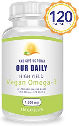 Our Daily Vites Vegan Omega-3 Supplement - Marine Algal Source for DHA & EPA Fatty Acids - Plant-Based Fish Oil Alternative - Carrageenan Free Softgels for Eye Health & Optimal Wellness