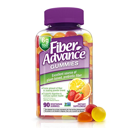 Fiber Advance Gummies | 100% Plant Based Fiber Supplement for Digestive Health | Chicory Root Inulin Prebiotic Fiber Gummies for Adults | Gluten Free, Vegetarian, & Non-GMO, 90 Count