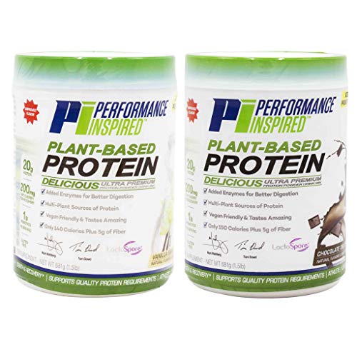 Performance Inspired Nutrition Plant-Based Protein Powder - All Natural - 20G - 1B Probiotics - Digestive Enzymes - Fiber Packed - G Free - Vanilla Bean - 1.5 Lb