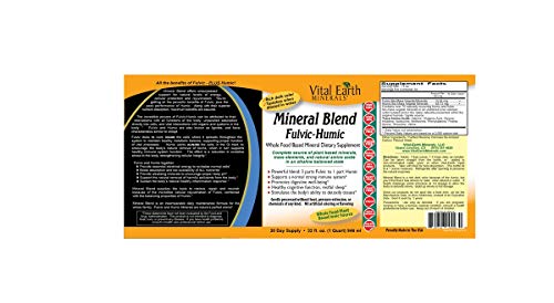 Mineral Blend Fulvic- Humic 32 Fl Oz ( 4 Pack ) Liquid Ionic Trace Mineral Supplement by Vital Earth Minerals