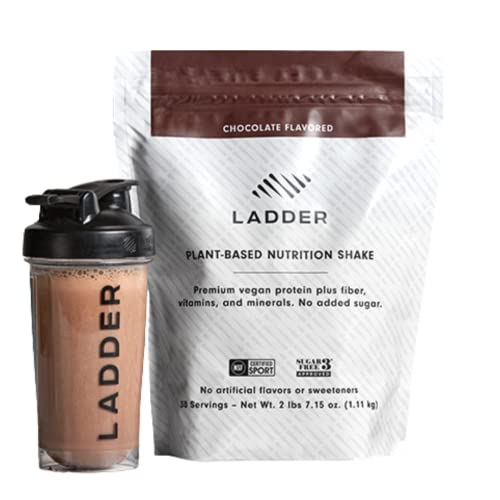 LADDER Plant-Based Nutrition Shake, 20G of Vegan Protein, Dairy Free Protein Sake, NSF Certified Supplement, Delicious Healthy Chocolate Flavor with no Added Sugar