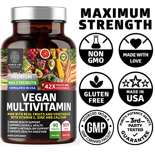 N1N Premium Plant Based Multivitamin [86 Powerful Ingredients] Men & Women Daily Multivitamins with Raw Veggies and Fruits, Probiotics, Alfalfa, Echinacea, Spirulina and Digestive Enzymes, 90 Tablets