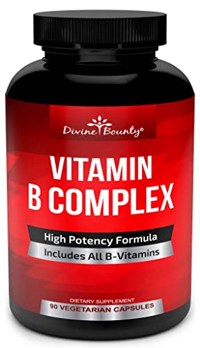 Divine Bounty Super B Complex Vitamins - All B Vitamins Including B12, B1, B2, B3, B5, B6, B7, B9, Folic Acid - Vitamin B Complex Supplement