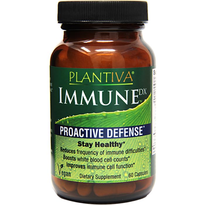 Plantiva ImmuneDx Healthy Immune Boost Daily Herbal Supplement, Natural Resistance, Whole Body Defense with Echinacea & Ginseng - Vegan - 60 Capsules