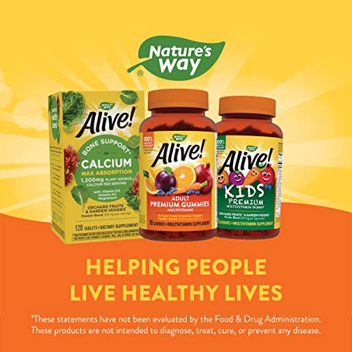 Nature’s Way Alive! Premium Adult Gummy Multivitamins, Essential Vitamins & Minerals, Supports Whole Body Wellness*, Vegetarian, Grape and Cherry Flavored, 90 Gummies
