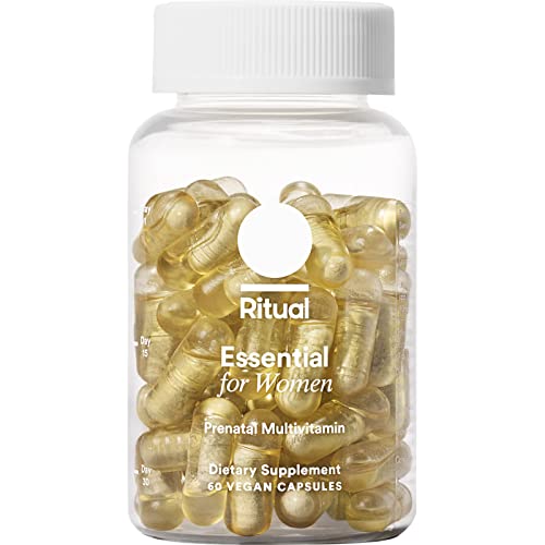 Ritual Prenatal Vitamin: Folate & Choline for Neural Tube Support, Omega-3 DHA for Fetal Brain Development, Iron, Calcium-Helper D3 & K2, Non-GMO, Citrus Essenced, 30 Day Supply, 60 Vegan Capsules