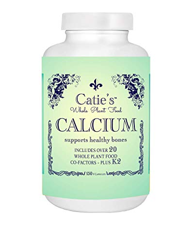 Catie's Whole Plant Food Calcium - Plant Based, Whole Food Calcium w/ Foods rich in Magnesium, Vitamin D + K2, Boron, Lysine, Zinc... 30 Day Supply. 150 Capsules. NO Gluten, Dairy, Soy, GMO. Raw, Vegan + Vegetarian.