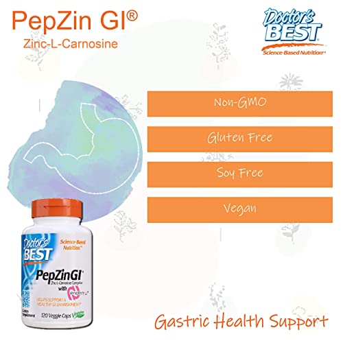 PepZin GI, Zinc-L-Carnosine Complex, Non-GMO, Vegan, Gluten Free, Soy Free, Digestive Support